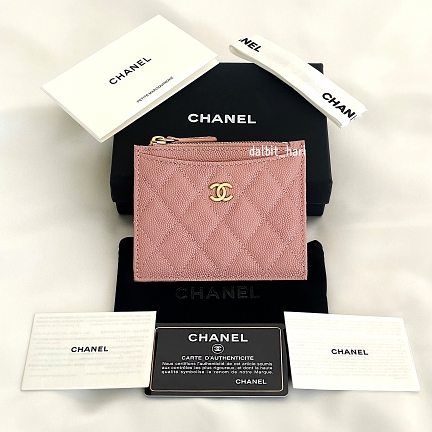 [국내배송] 샤넬 클래식 지퍼 카드 지갑 핑크